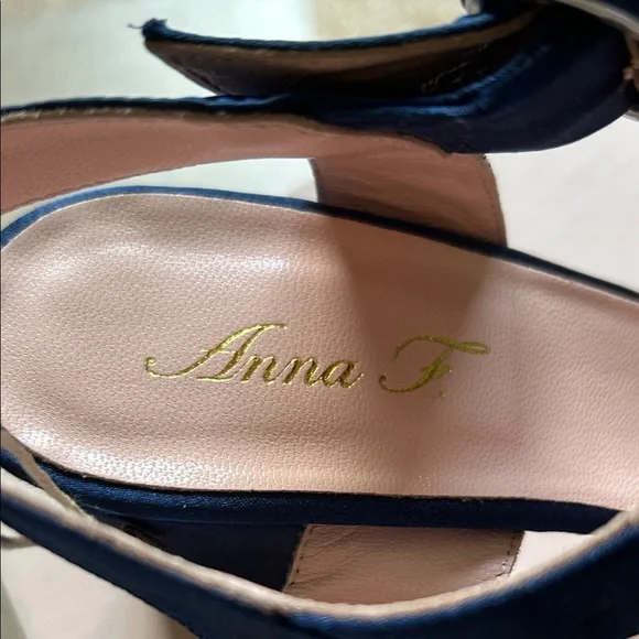 Anna Women's Deep Blue Block Heel Sandals - Picture 4 of 5